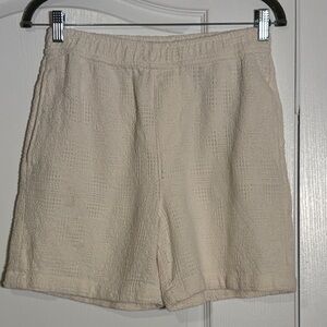 Zara Off-White Textured Shorts